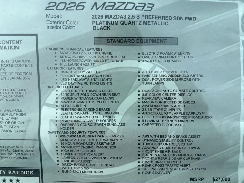 Mazda Mazda3 Sedan 2.5 S Preferred FWD 2026