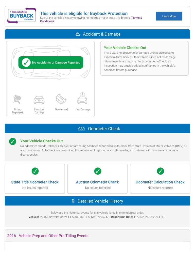 Chevrolet Cruze LT Auto 2016