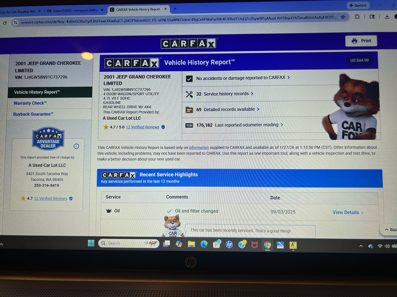 Jeep Grand Cherokee Limited 4WD 2001