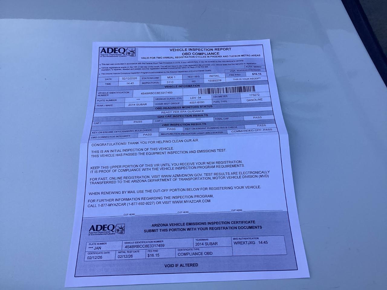 Subaru Outback 2.5i Premium 2014