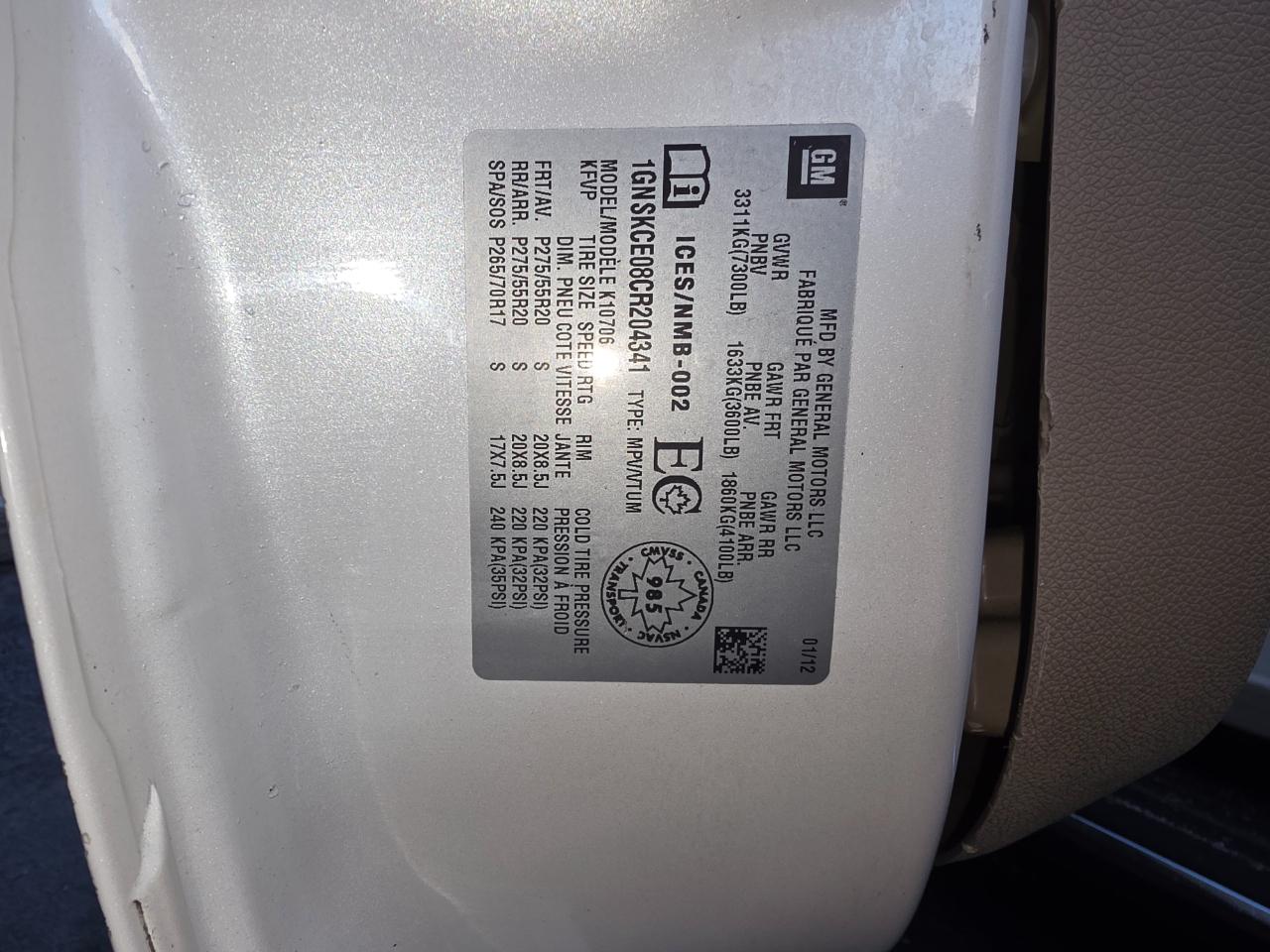 Chevrolet Tahoe LTZ 4WD 2012