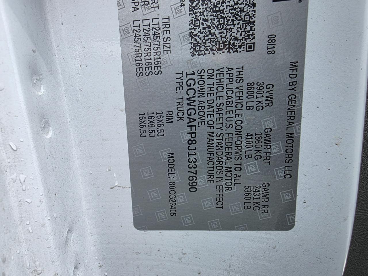 Chevrolet Express 2500 Cargo 2018