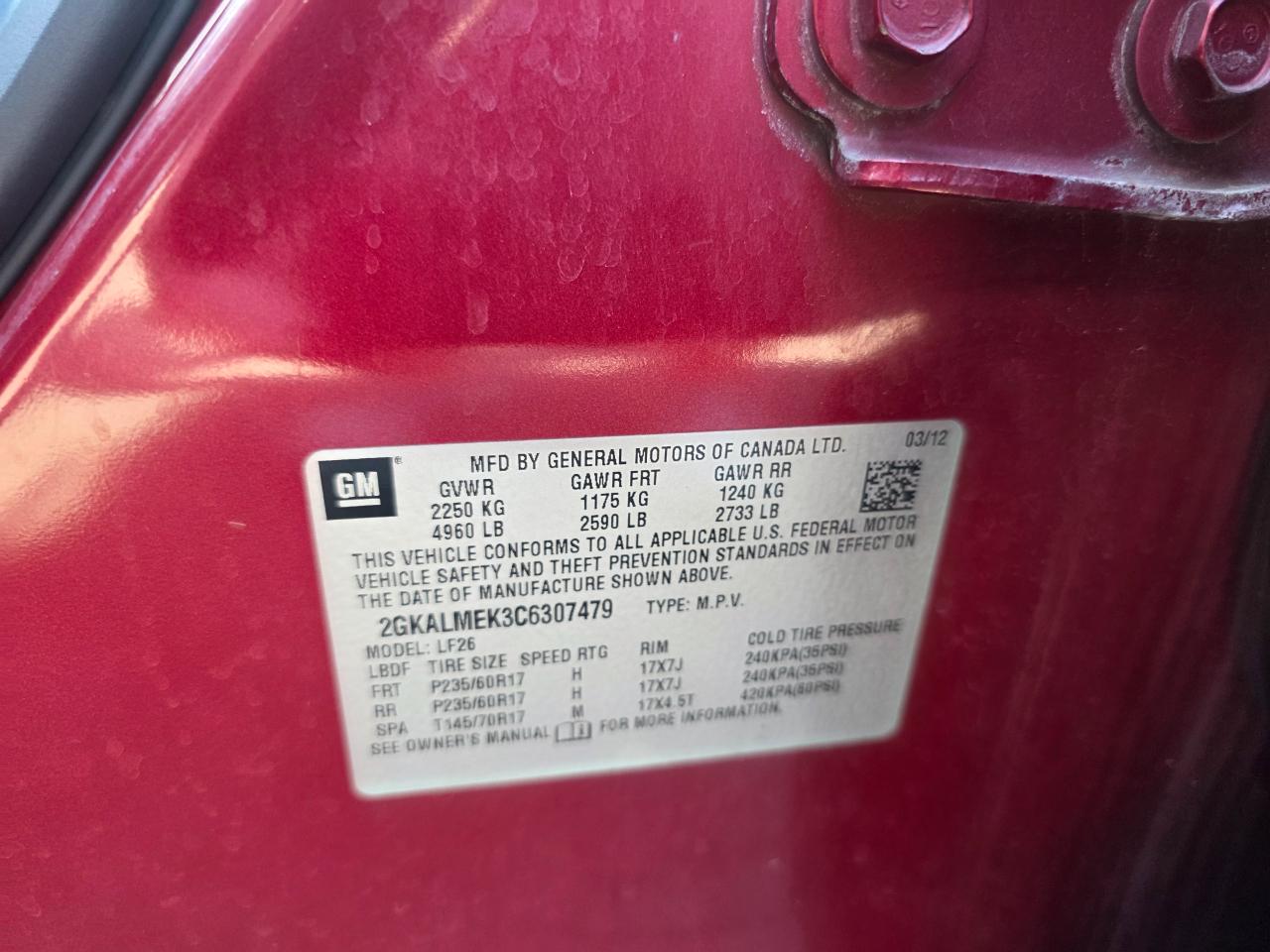 GMC Terrain SLE1 FWD 2012