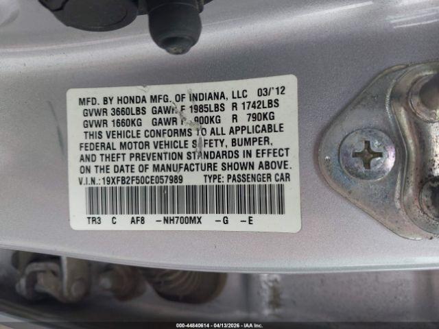 Honda Civic LX Sedan 5-Speed AT 2012