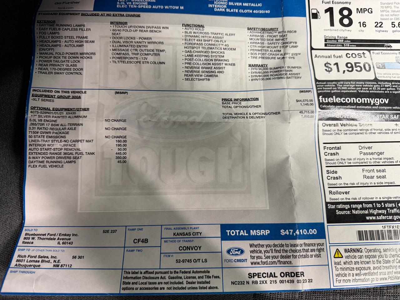 Ford F-150 4WD SuperCab 163" XLT w/Mid-Box Prep 2022