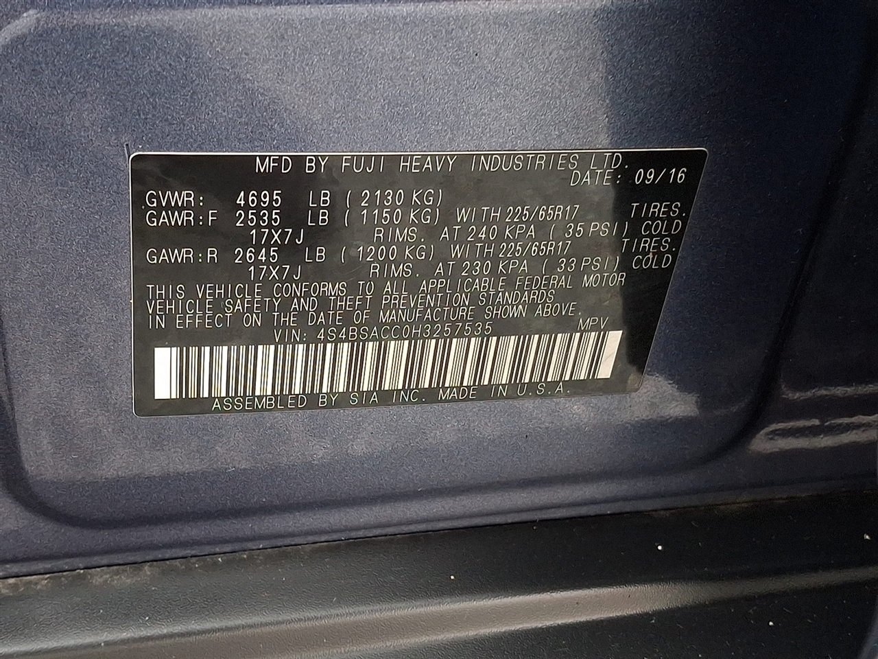 Subaru Outback 2.5i Premium 2017 Subaru Outback 2.5i Premium 2017