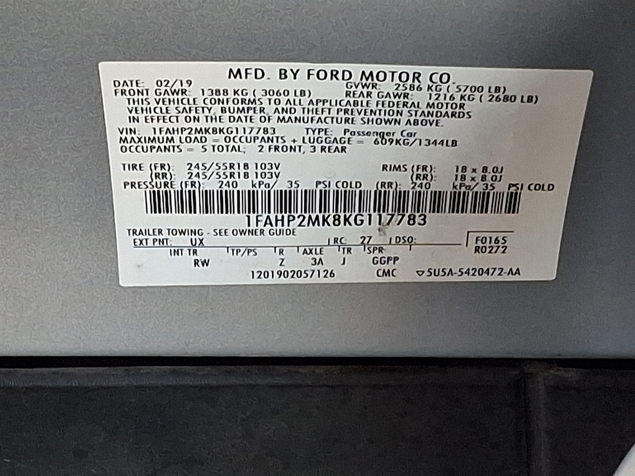 Ford Taurus Police AWD 2019