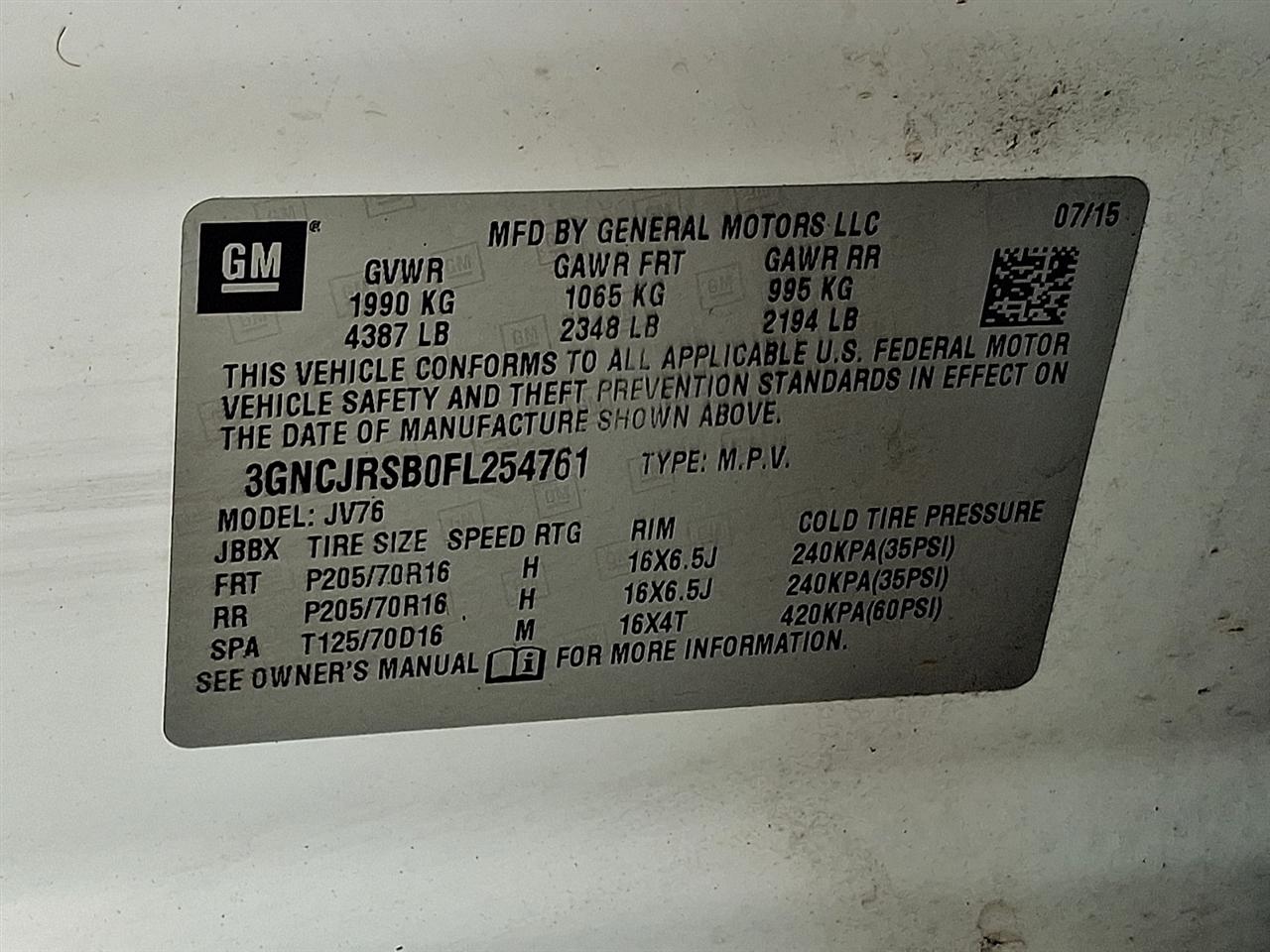 Chevrolet Trax LT AWD 2015