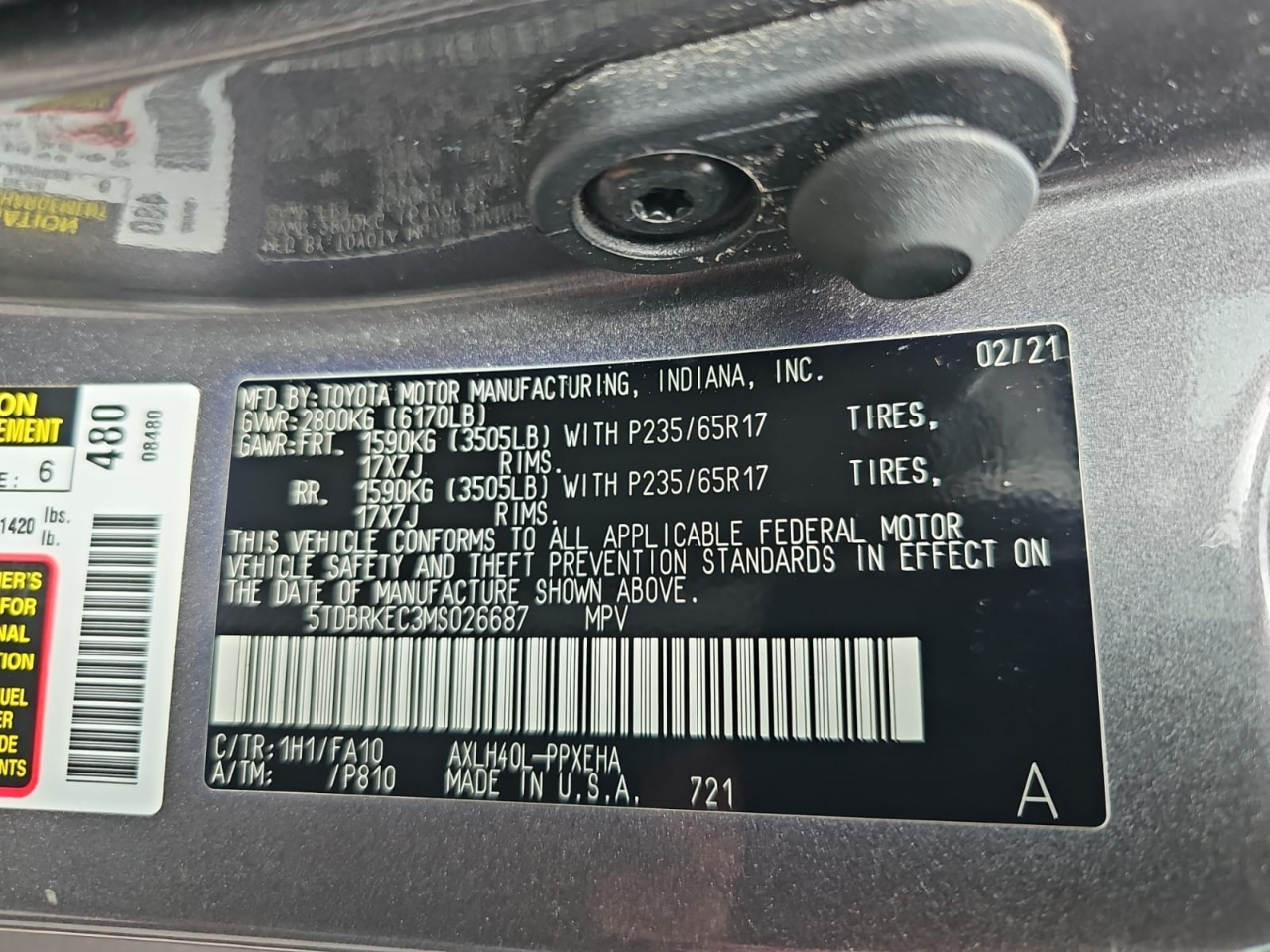 Toyota Sienna LE 8-Passenger 2021