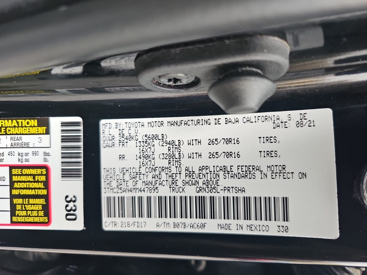 Toyota Tacoma SR5 Double Cab Long Bed V6 6AT 4WD 2021