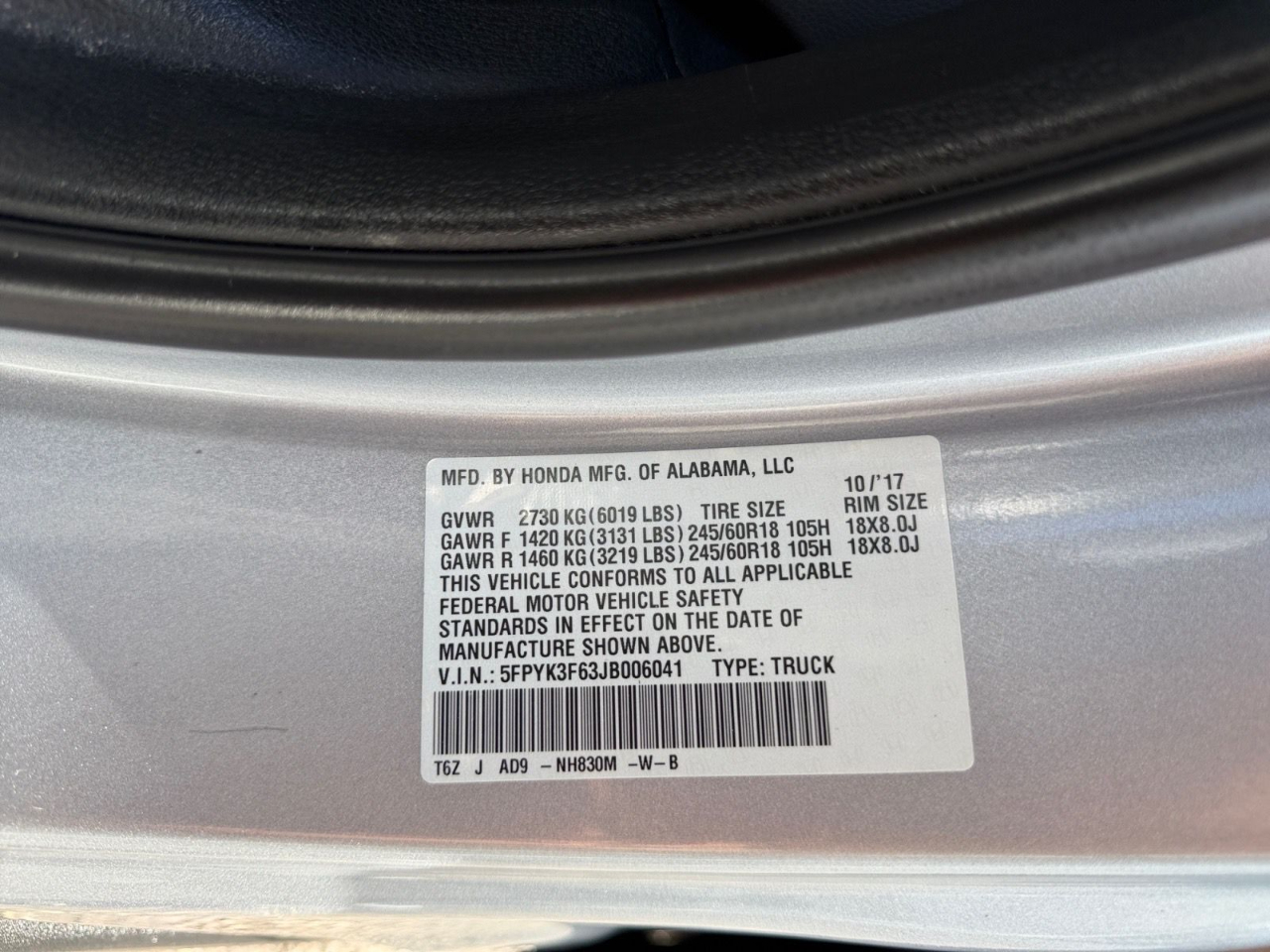 Honda Ridgeline RTL-T AWD 2018