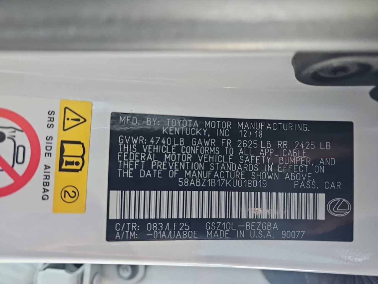 Lexus ES 350 F SPORT 2019