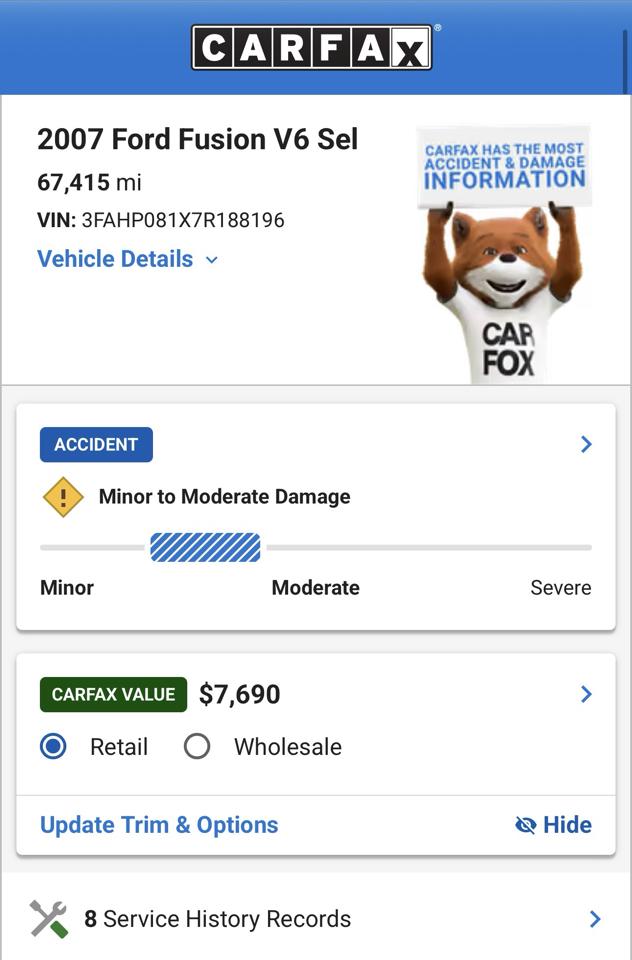 Ford Fusion V6 SEL 2007