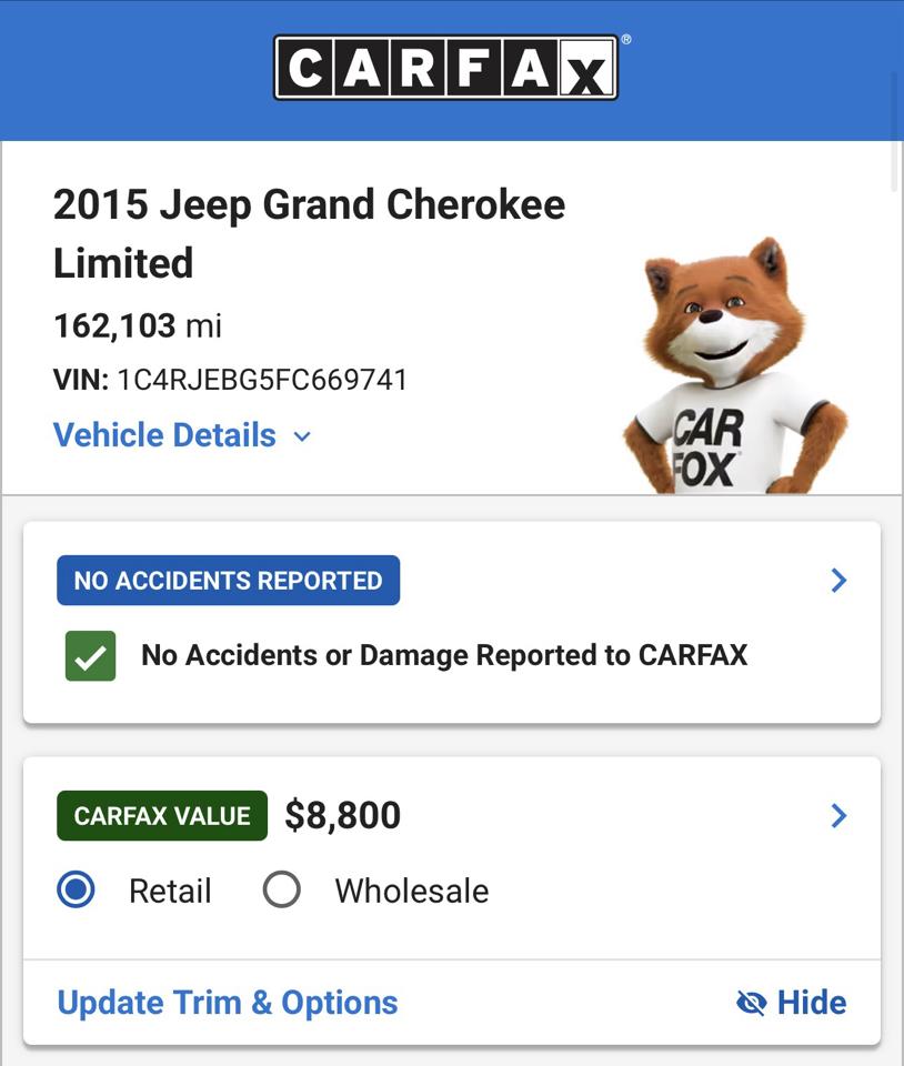 Jeep Grand Cherokee Limited 2WD 2015