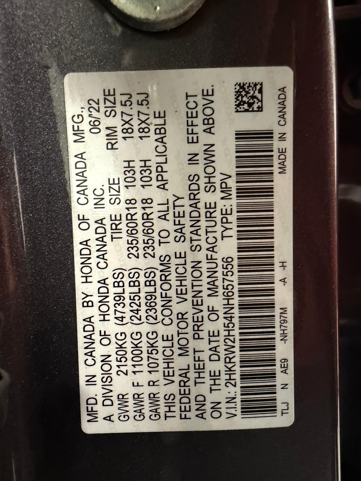 Honda CR-V EX AWD 2022