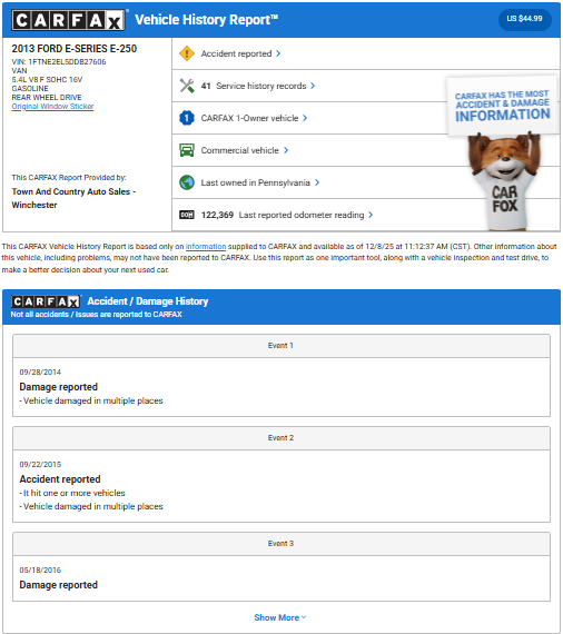 Ford Econoline Cargo Van  2013