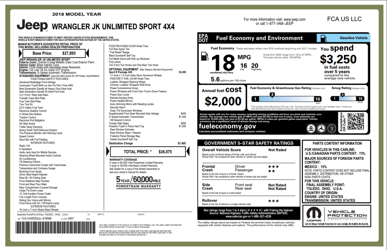 Jeep Wrangler JK Unlimited  2018