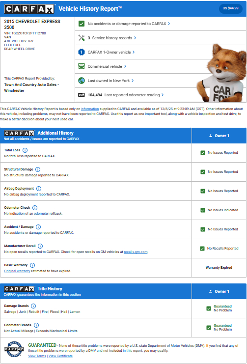 Chevrolet Express Cargo Van  2015