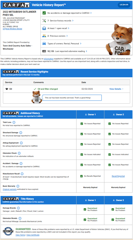 Mitsubishi Outlander PHEV  2022