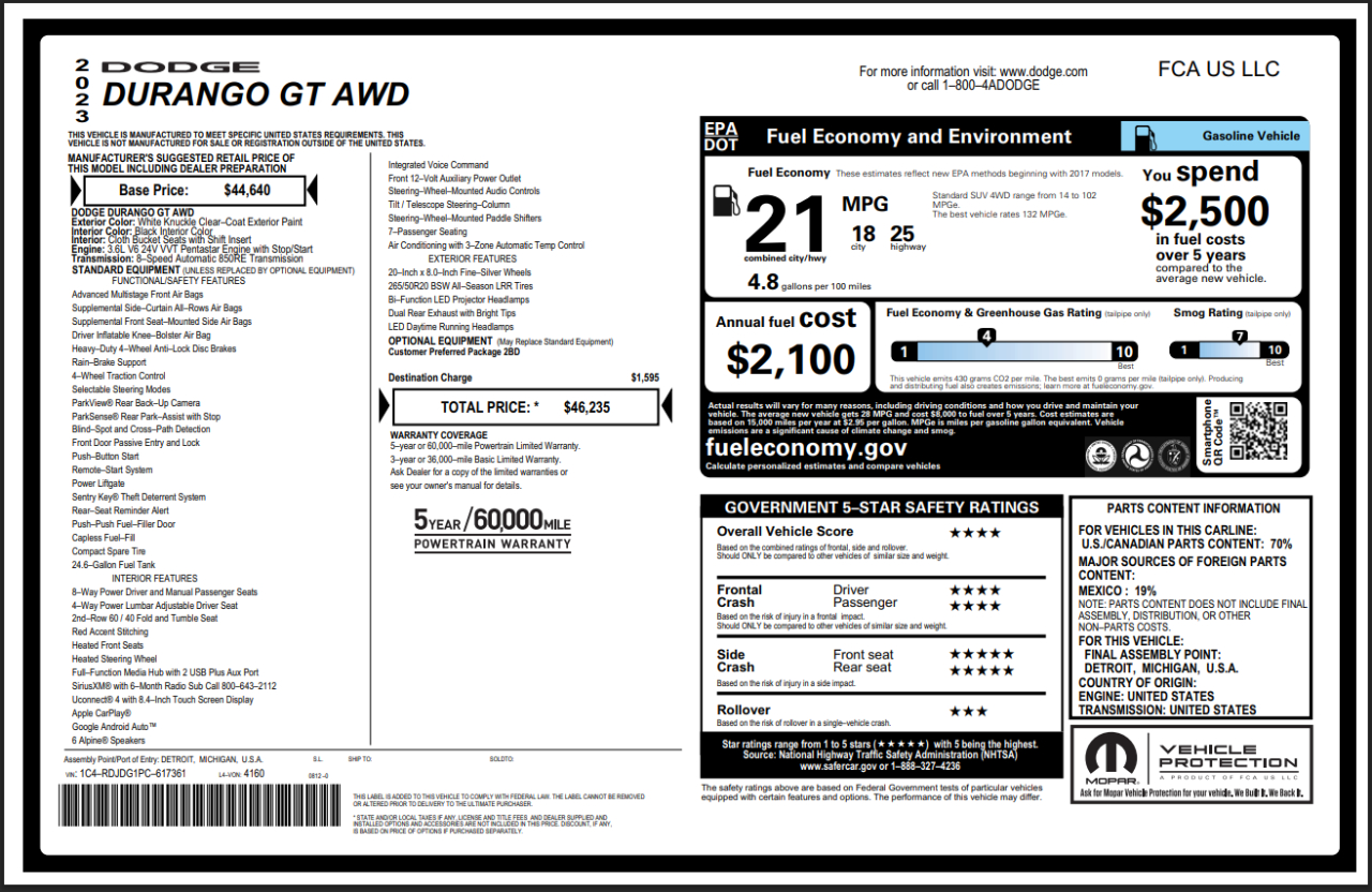 Dodge Durango GT 2023