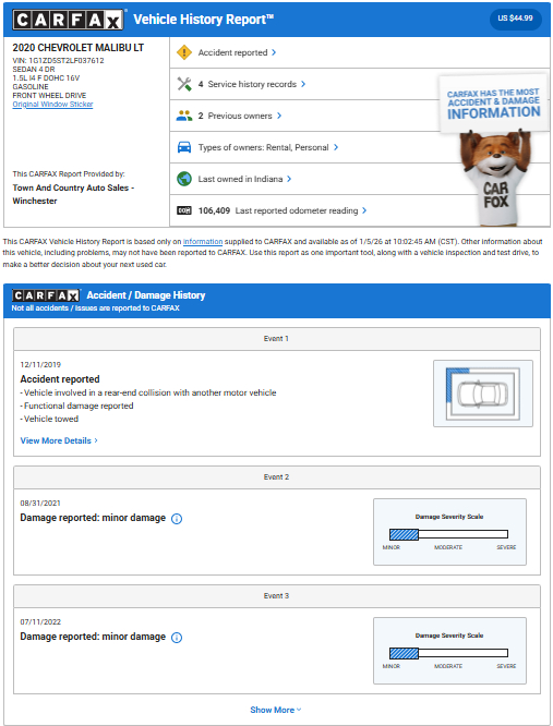 Chevrolet Malibu  2020