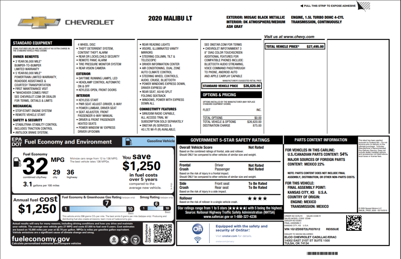 Chevrolet Malibu  2020