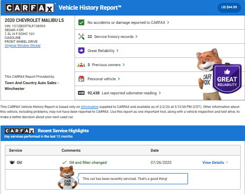 Chevrolet Malibu  2020