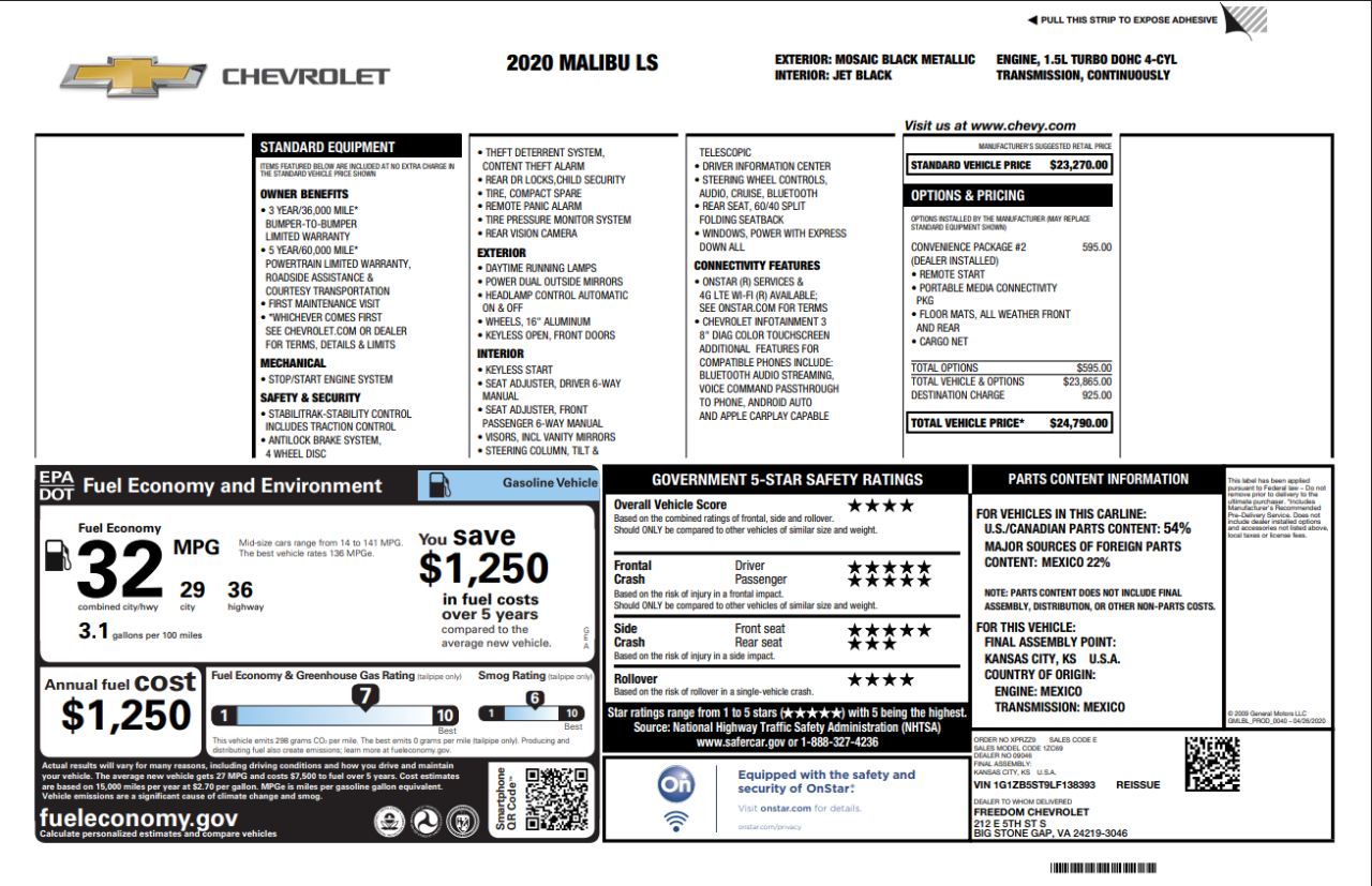 Chevrolet Malibu  2020