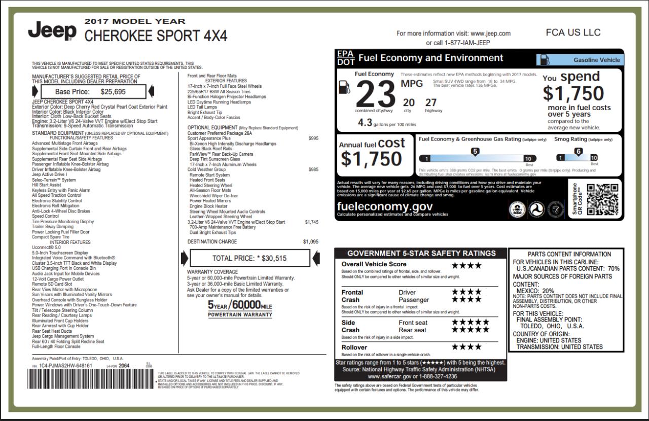 Jeep Cherokee Sport 2017