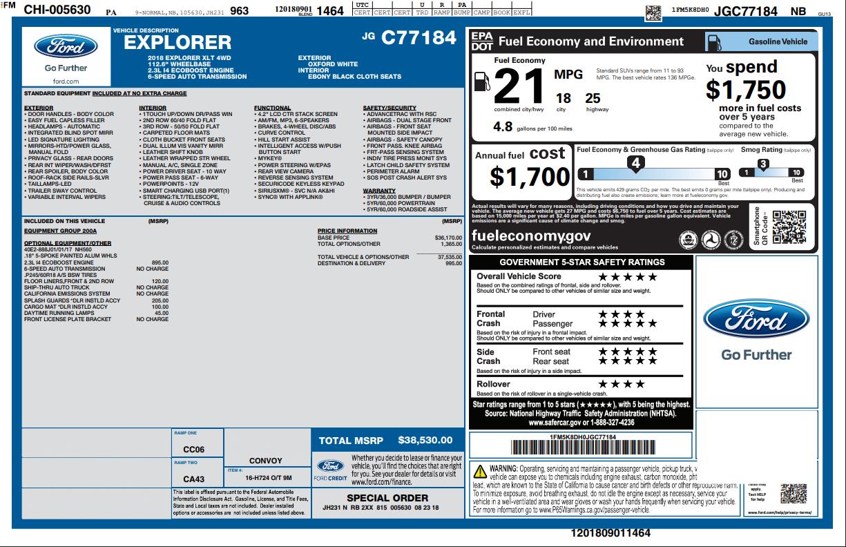Ford Explorer XLT 2018