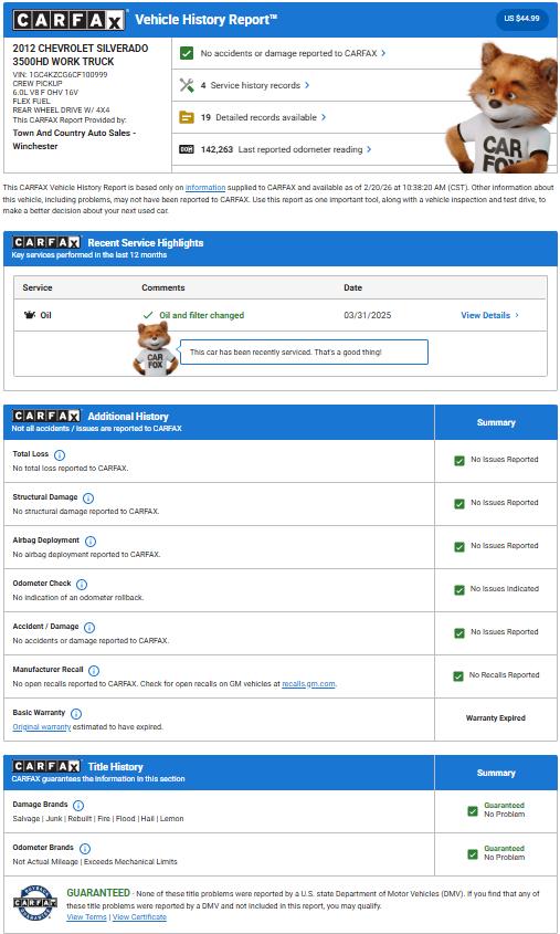 Chevrolet Silverado 3500HD Work Truck 2012