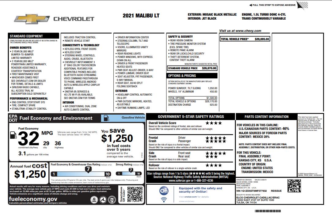 Chevrolet Malibu  2021