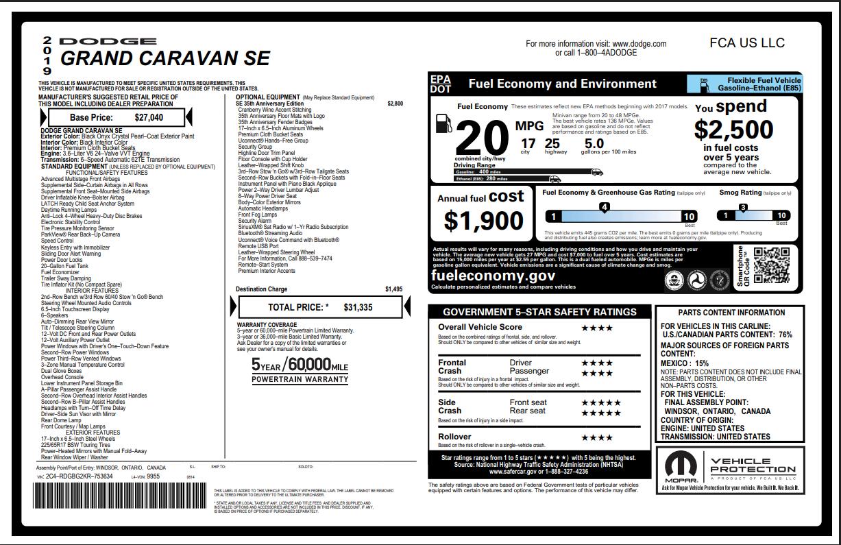 Dodge Grand Caravan  2019