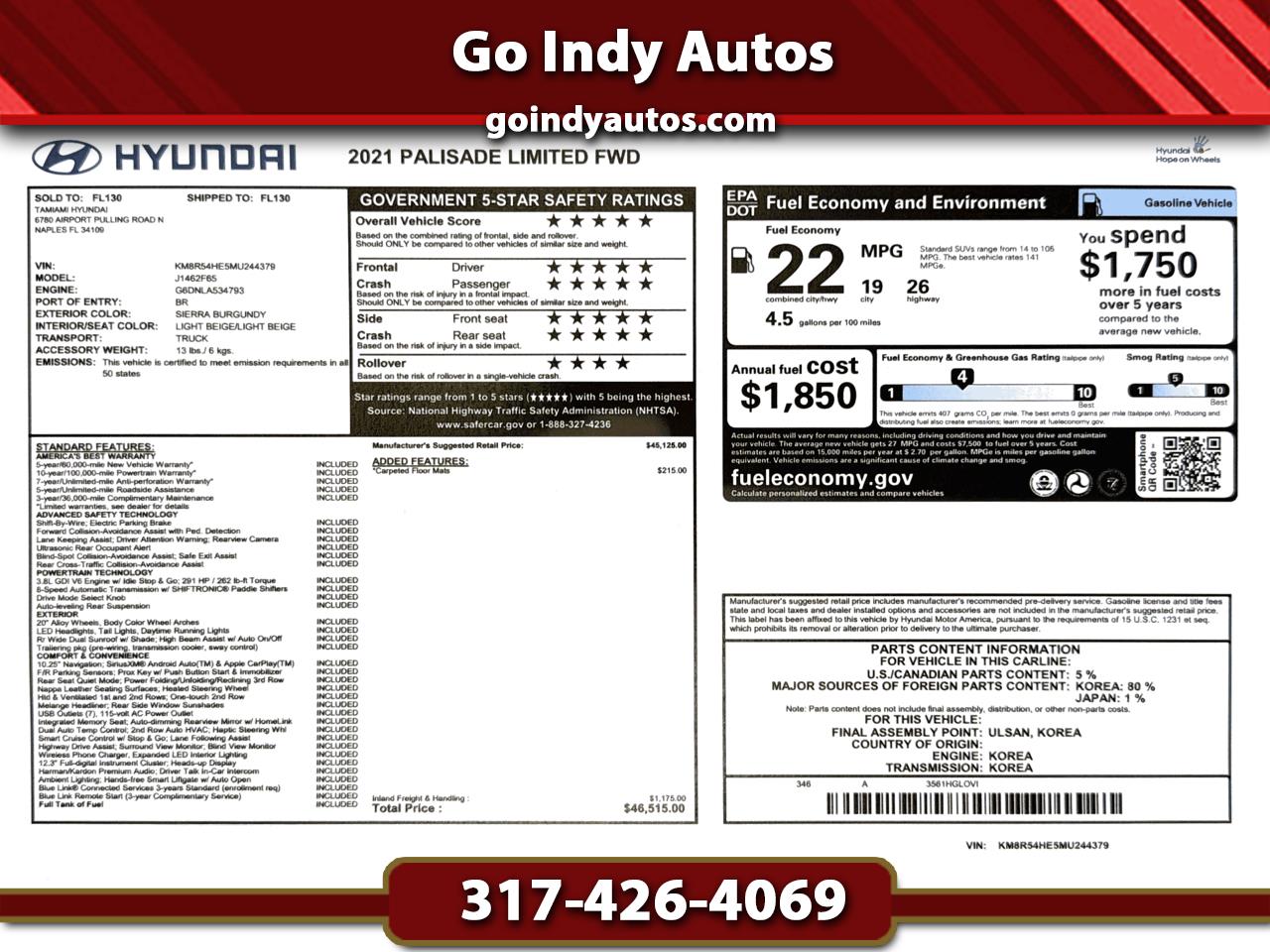 2021 Hyundai Palisade Limited FWD