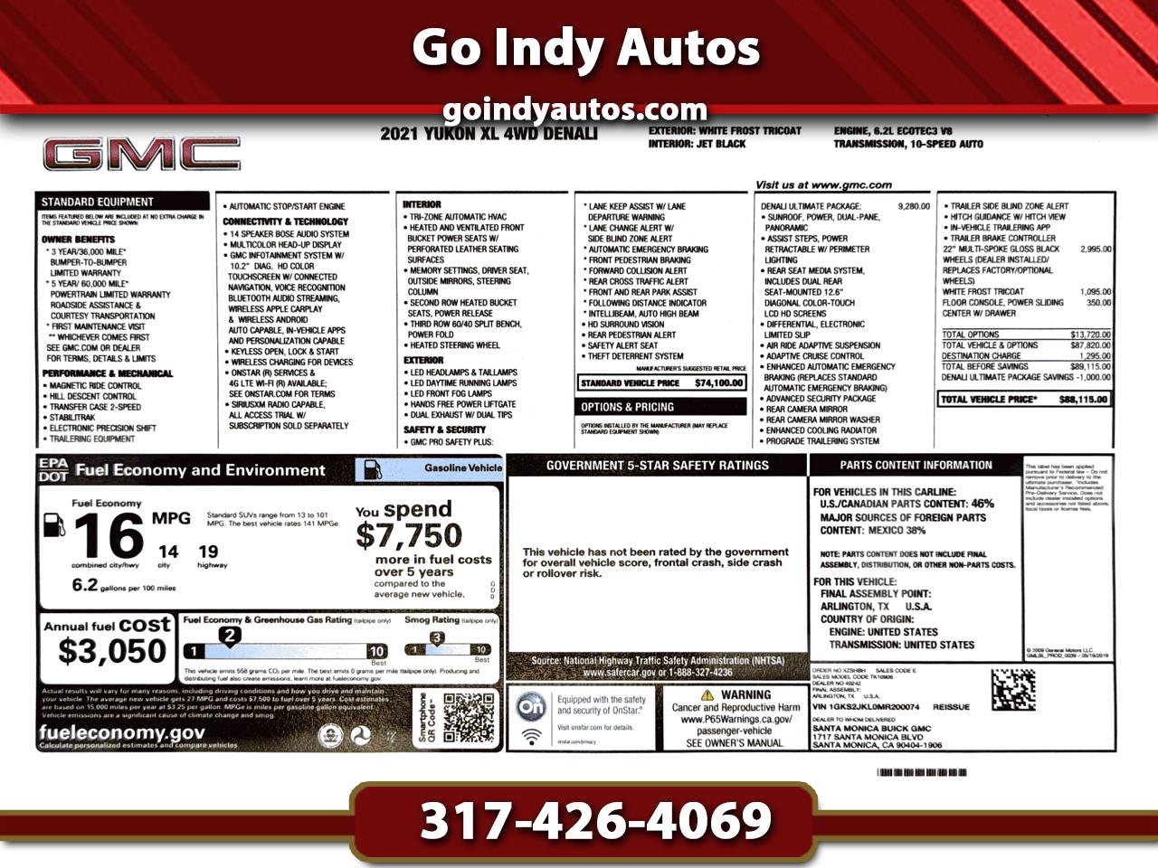 2021 GMC Yukon XL 4WD 4dr Denali