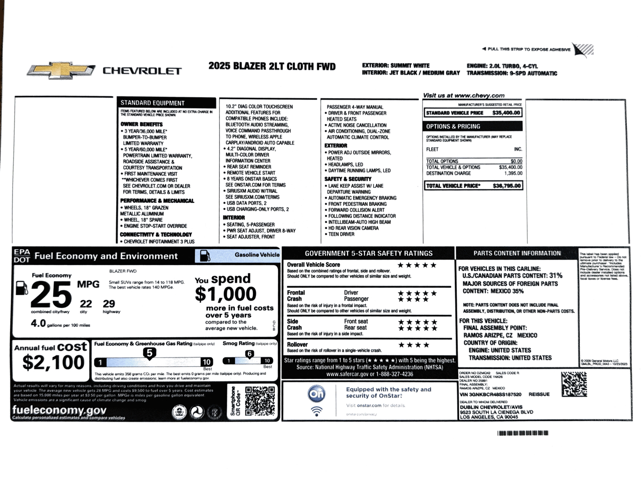 Chevrolet Blazer FWD 4dr LT w/2LT 2025
