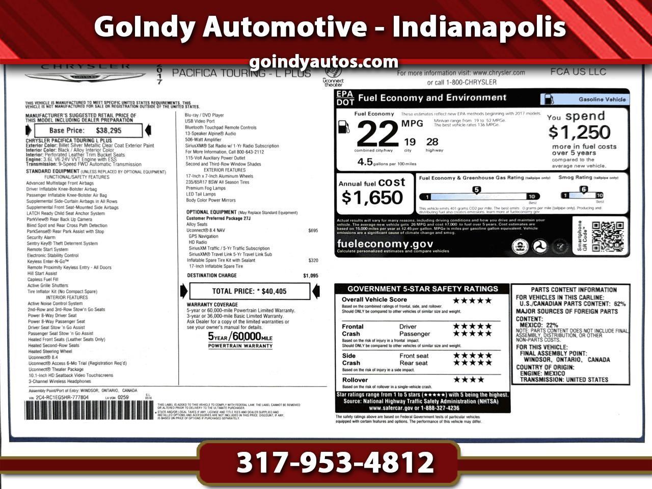 2017 Chrysler Pacifica Touring-L Plus FWD
