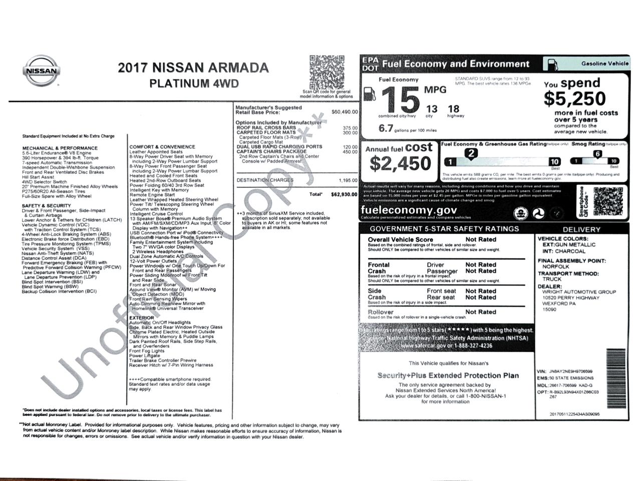 Nissan Armada 4x4 Platinum 2017