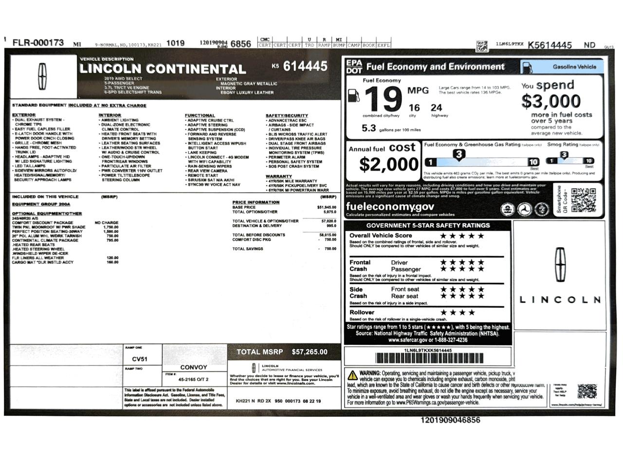 Lincoln Continental Select AWD 2019