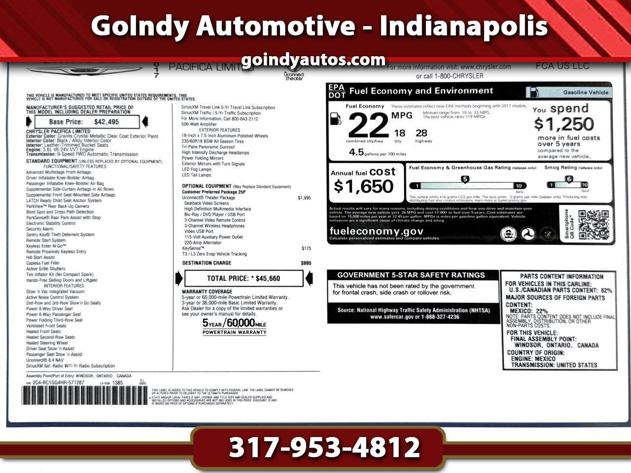 2017 Chrysler Pacifica Limited FWD