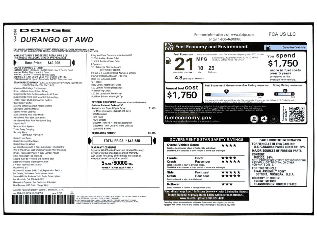 Dodge Durango GT AWD 2017