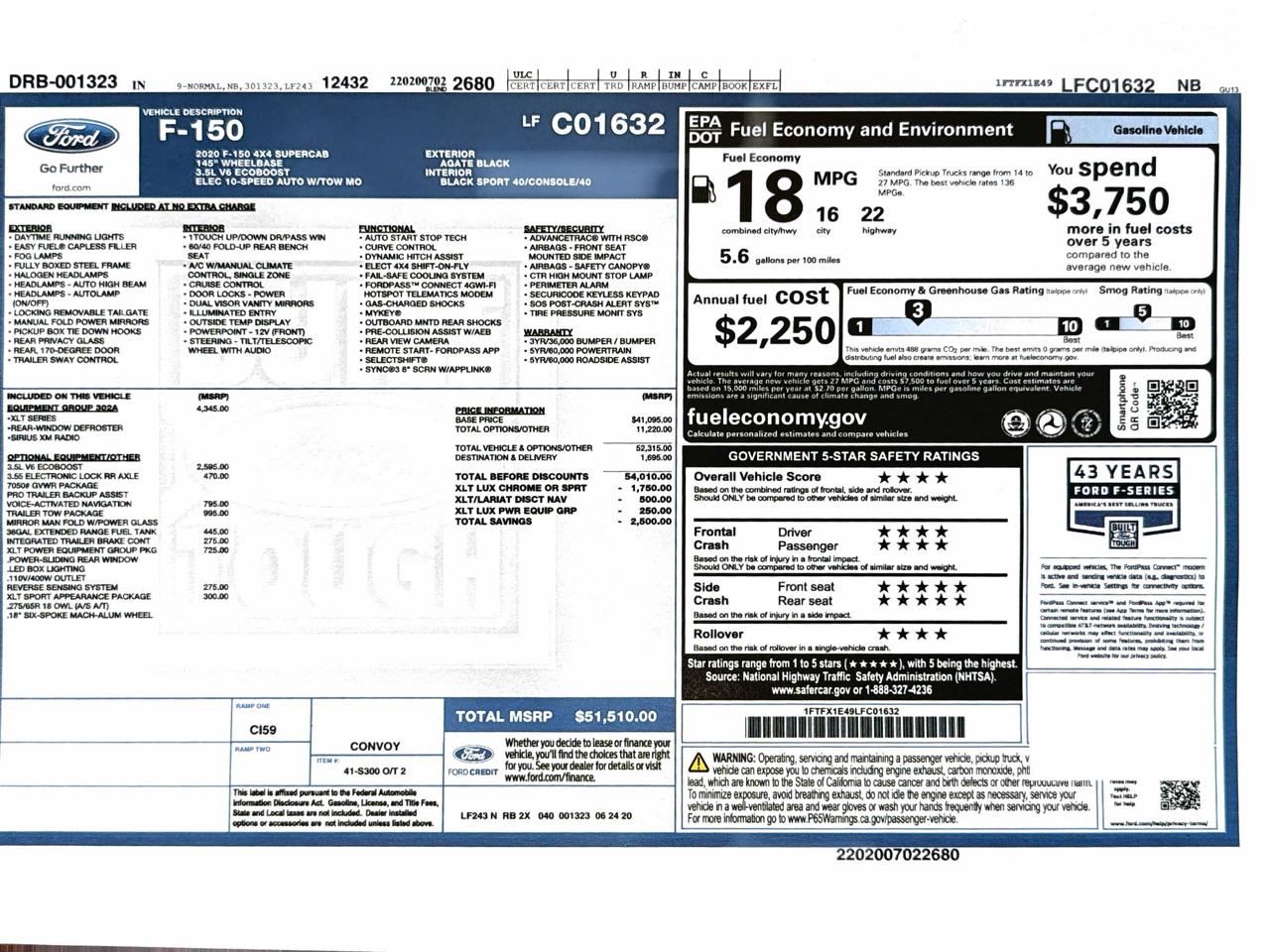 Ford F-150 XLT 4WD SuperCab 8' Box 2020