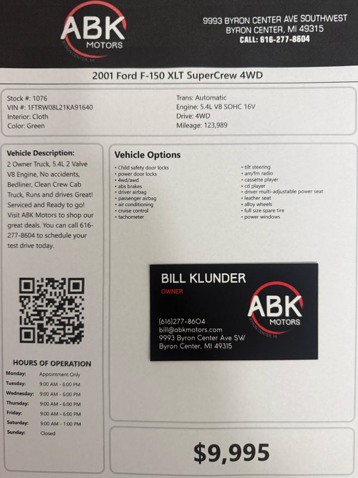 Ford F-150 XLT SuperCrew 4WD 2001