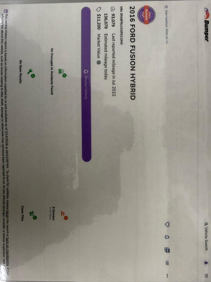 Ford Fusion Hybrid SE 2016