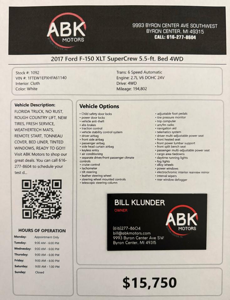 Ford F-150 XLT SuperCrew 5.5-ft. Bed 4WD 2017