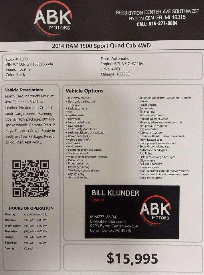 RAM 1500 Sport Quad Cab 4WD 2014