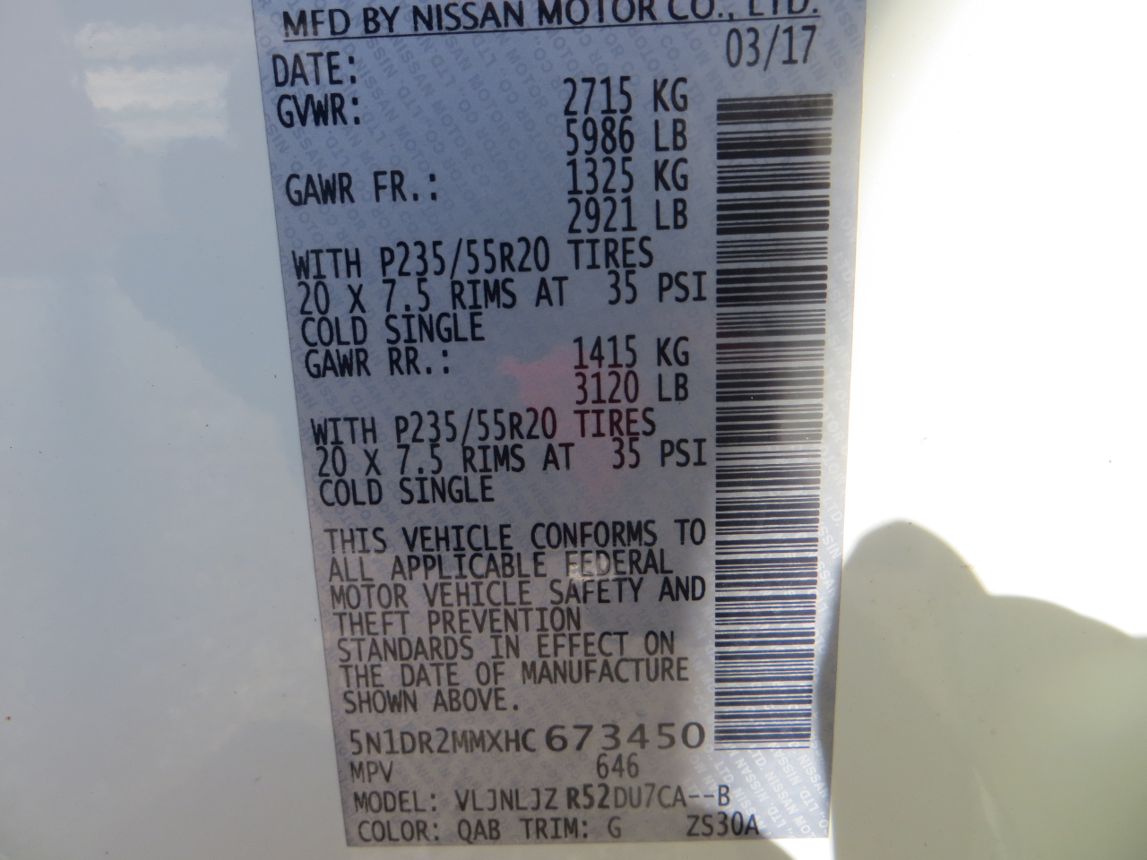 Nissan Pathfinder Platinum 4WD 2017 Nissan Pathfinder Platinum 4WD 2017