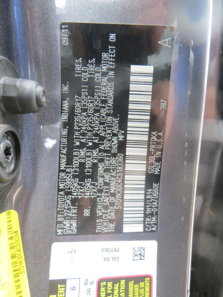 Toyota Sienna XLE FWD 8-Passenger V6 2012 Toyota Sienna XLE FWD 8-Passenger V6 2012