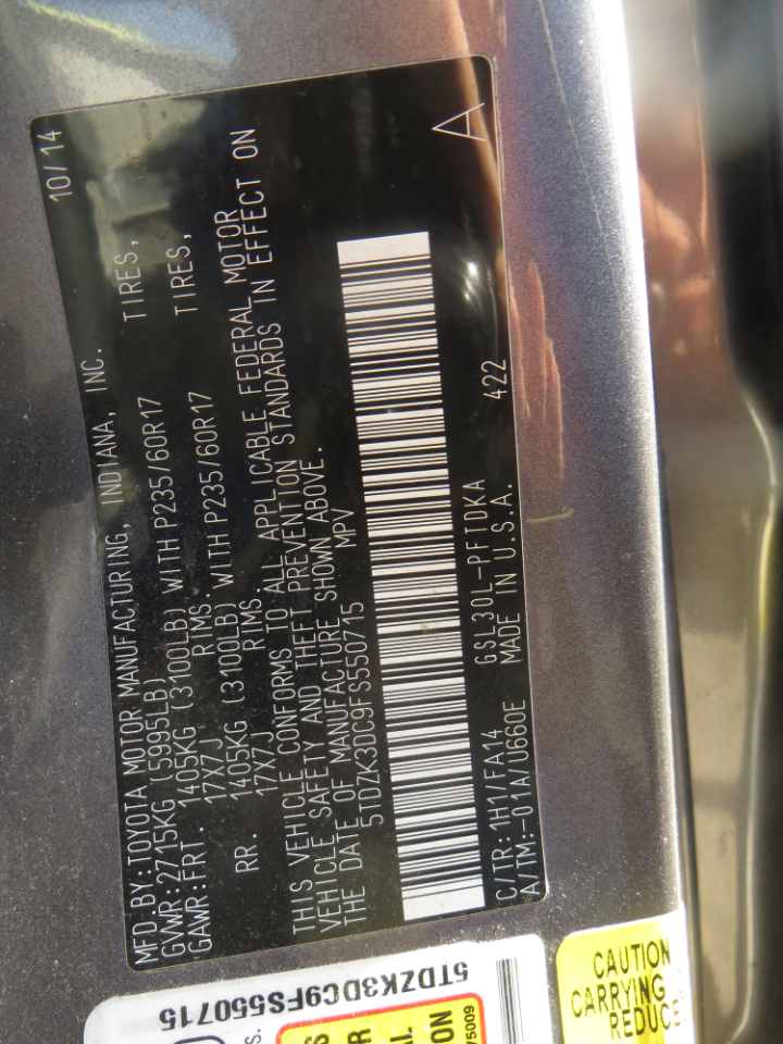 Toyota Sienna L FWD 7-Passenger V6 2015