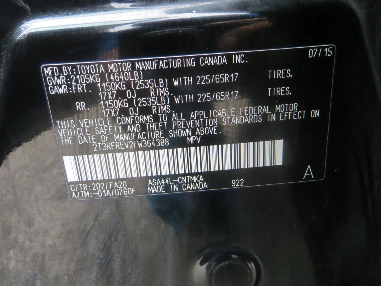 Toyota RAV4 XLE AWD 2015